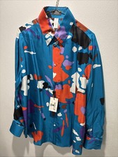 Vintage NWT 2001 S/S Men s Versace IT 52 Abstract Splash Shirt Silk Button Down