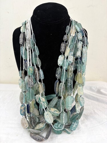 Lot of 12 Ancient Blue Roman Glass Necklace c2000 years old
