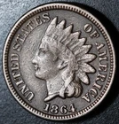 1864 INDIAN HEAD CENT - With LIBERTY - FINE - Copper Nickel CN
