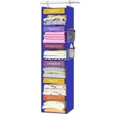 Weekly Clothes Organizer for Kids, 6-Shelf Hanging Closet Organizer with Colo...