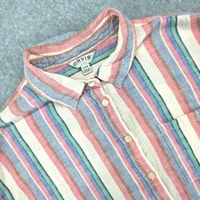 Orvis Linen Blend Short Sleeve Button-Up Shirt Women's Small Collared Casual