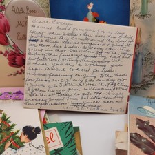 50 Vintage 1950s Greeting Cards Lot Signed w Letters Christmas Easter Ephemera