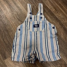 VTG 90s Baby B gosh OshKosh B gosh Stripe Shortalls Overalls 18M Blue