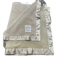 Little Giraffe Baby Blanket Tan Beige Satin Trim Sherpa Fleece Lovey VTG USA
