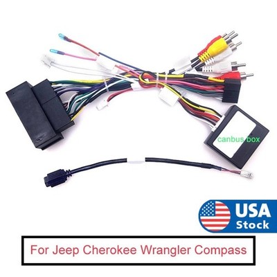 Car 16pin Android Wiring Harness With Canbus Box For Jeep Cherokee 2015-2019 USA