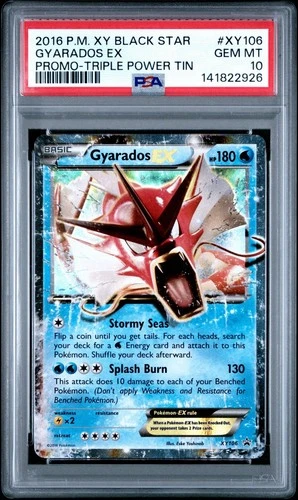 2016 POKEMON XY BLACK STAR PROMO TRIPLE POWER TIN #XY106 GYARADOS EX PSA 10