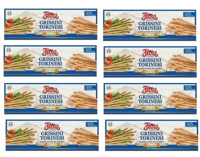 8 Pack Flora Grissini Torinesi Italian Thin Breadsticks Size 4.4 oz Crisp Snack