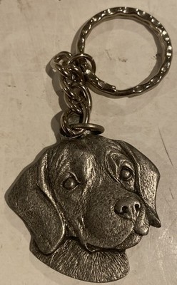 Vintage 1982 I Love My Beagle Pewter Key Chain