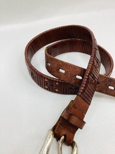 Vintage Brown Leather Woven Belt Solid Brass Buckle Casual Men  s Western Style