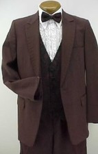 VINTAGE 4pc DK BURGUNDY RETRO PROM TUXEDO 37L WITH BLACK PANTS