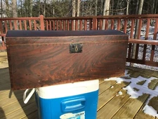 ANTIQUE EARLY 19th CENTURY ORIGINAL GRAIN PAINT DECORATED DOME TOP TRUNK