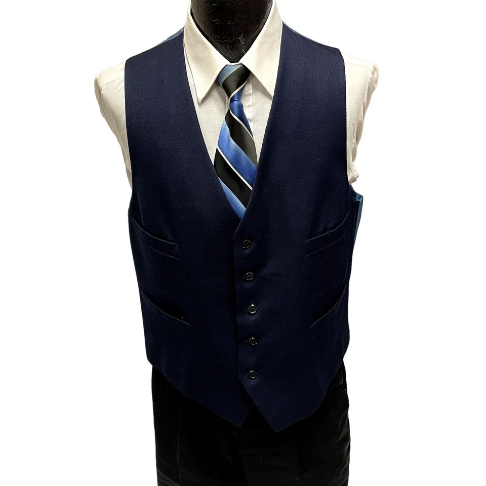 Jaqueta e colete de lã 2 peças vintage anos 70 Glen Guard azul marinho esporte GABARDINE 42 L - Imagem 3 de 4