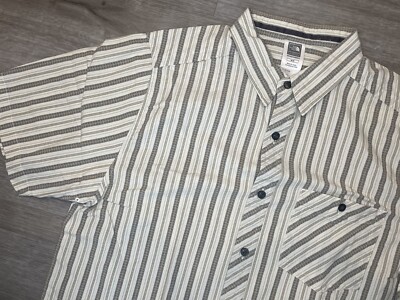 The North Face Button Up Shirt Mens Size Medium A5 Series Tan Short Sleeve