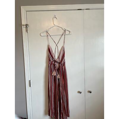 Lulus Boho Red Striped Dress backless midi dress sleeveless lined Size M |  eBay
