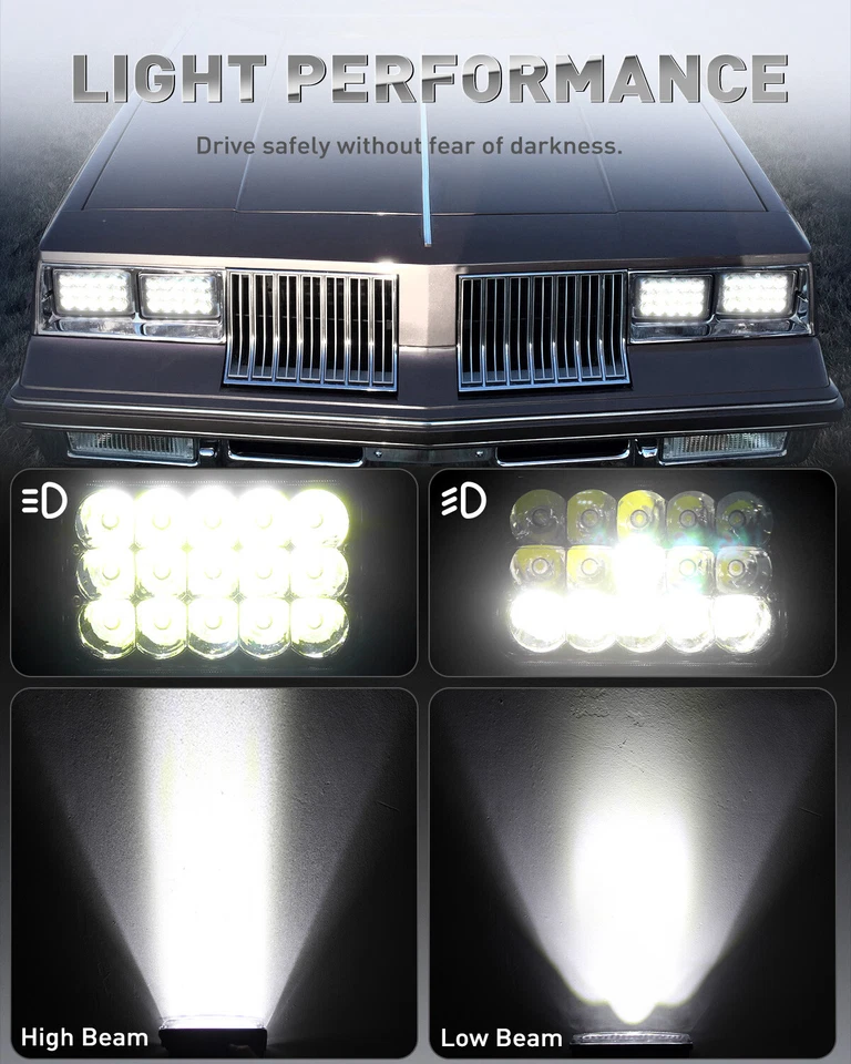 4 peças para 1991-2004 Freightliner FLD120 FLD112 4x6"" faróis de LED feixe alto/baixo - Imagem 3 de 4