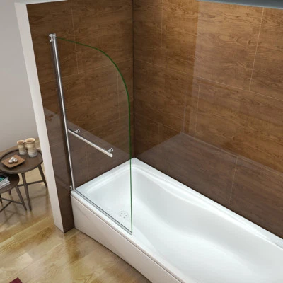 New Design Extra Wide 180?Pivot Curved Corner Best Over Bath Shower Glass Screen