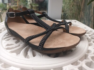 Black Leather Clarks Gladiator Sandals Uk CLARKS ACTIVE AIR BLACK