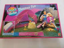1993 Camp Barbie Outdoor Fun Playset Tent Campsite Fire - Mattel 67002