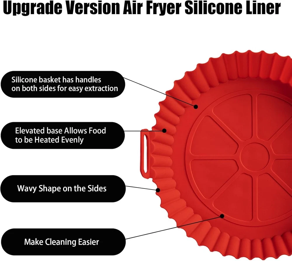 Air Fryer Silicone Pot Liners Non-Stick Baking Tray Mat Round Oven Accessories Air Fryer Silicone Pot Liners Non-Stick Baking Tray Mat Round Oven Accessories