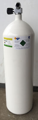 Tauchflasche 15 Liter 300bar komplett mit Mono-Ventil und Standfuss 204mm weiß