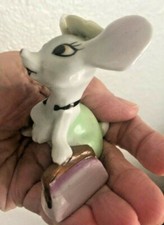 Vtg MCM Gray MISS MOUSE w Purse Hat Japan ANTROMORPHIC FIGURINE Miniature