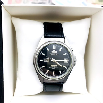   Armbanduhr Orient Automatik Kalender Kristall AAA Japan Vintage Service  