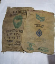 Cafe Do Brasil Burlap Coffee Bean Bags Sacks Woven Cadexsa Hondras, Lot of 2
