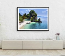 Koh Hong Island Print, Wall Art, Vegetated Hills Framed Beach Wall Art, Thailand