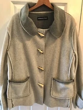 Sterlingwear of Boston Fleece Pea Coat Overcoat Toggle Pockets Sz.L Moss Green