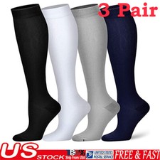 3 Pairs Compression Socks 15-25 mmHg Moisture Wicking Support Stockings