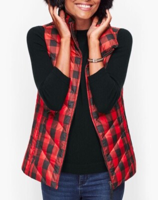 NWT Talbots Down Faux Fur Collar Puffer Vest Size S, Buffalo