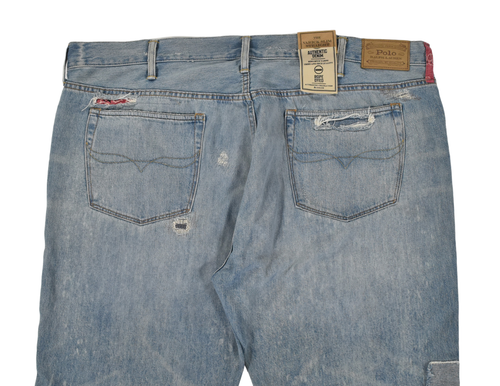Polo Ralph Lauren Big & Tall Varick Slim Straight Bandana Patchwork Jeans New - Picture 4 of 4