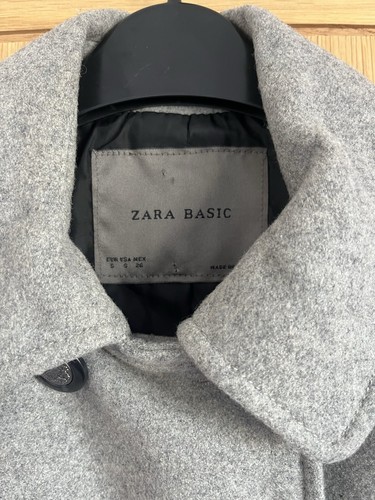 Zara Coat Grey Wool Blend Size Small UK 8 - Picture 3 of 5