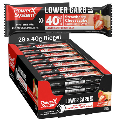 Protein Riegel Lower Carb Bar Strawberry Cheesecake 28x40g Low Sugar