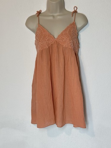 New Asos Swim Swimsuit Coverup Dress Womens 4 Orange Embroidered Mini Boho Trave