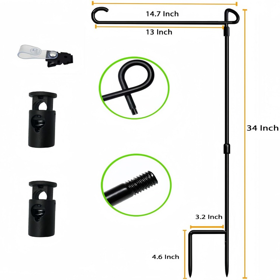 Garden Flag Pole Stand Holder,2 Pack Garden Flags for Outside with Flag