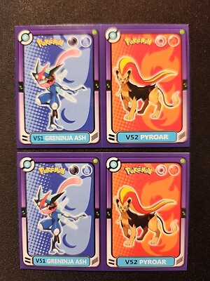 1 X 2022 Pokémon POKÉDEX 2 Greninja Ash V51 and Pyroar V52 Stickers ...
