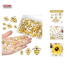Tiny Craft Bees,50 Pcs Small Plastic Resin Bumble Bee Decor for Embellishment...