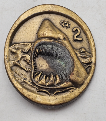 #ad Rare Vintage Jaws 2 Themed Bronze Toned Shark Belt Buckle 1970#x27;s $49.99
