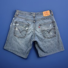 Vintage Y2K Levi's 569 Cutoff Denim Jorts 32 Baggy Skater Stained Grunge