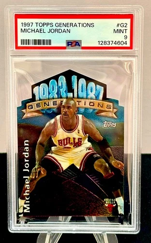 MICHAEL JORDAN (HOF) 1997-98 TOPPS GENERATIONS DIE CUT MINT CARD #G2 PSA 9-LOOK!