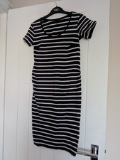 H&M Mama Maternity Dress Striped Navy Blue White Summer Xs