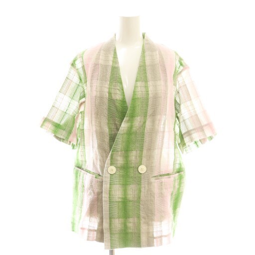 AMERI 25SS CHECK EMBROIDERY NO COLLAR JACKET F Mu… - image 1