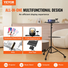 VEVOR Projector Stand with Wheels, Laptop Stand Tripod Adjustable Height from 31