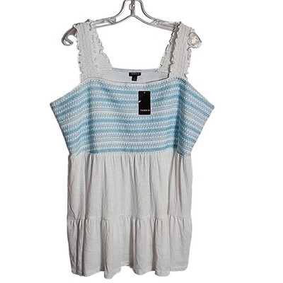 Torrid Cotton Modal Slub Square Neck Smocked Babydoll Tank, NWT, 4X