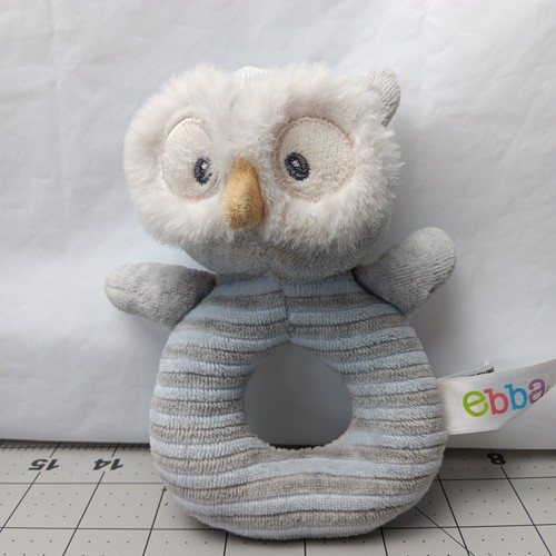 Aurora Ebba Naturally Baby Owl 6" Naturally Hoot Ring Rattle Soft Grey Plush