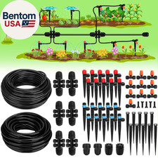 Drip Irrigation System, 40FT 1/2" Mainline & 100FT 1/4" Tubing, with Adjustable