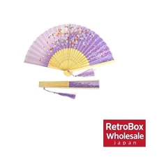 DERAYEE Folding Fan Bamboo Japanese Style Summer Festival Gift Purple Pattern