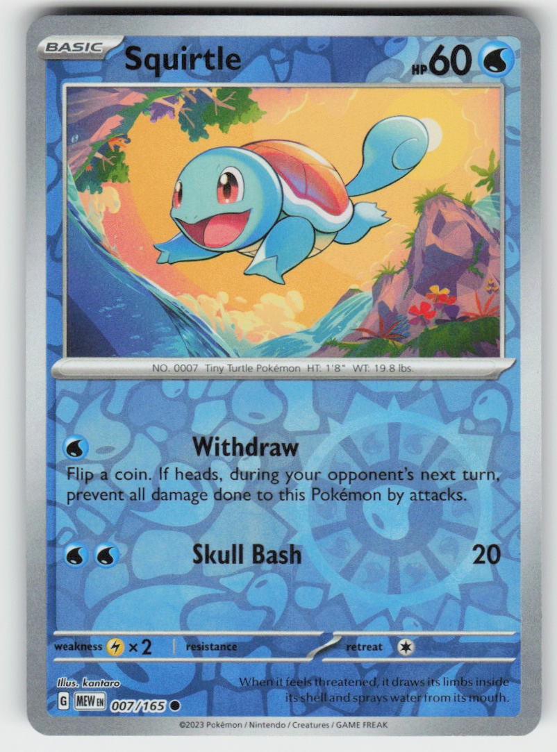 Squirtle 007/165 Reverse Holo Common 151 Pokemon NM