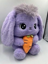 BRAND NEW Easter Large adorable Purple Bunny PLUSH with carrot , 15 in SEE ALL
